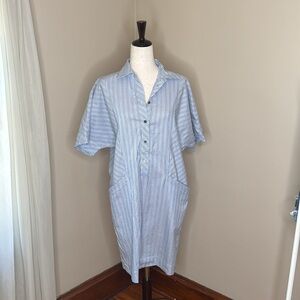 Carlisle Blue Striped Button-Up Shirt Dress